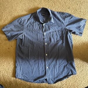 Stussy Mens Navy Striped Button Up Size XL